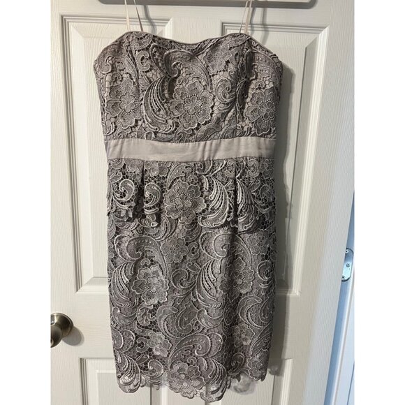 Adrianna Papell Dress 10 Pewter Light Lilac/Gray W Bra Wedding Party Cruise - Picture 6 of 10